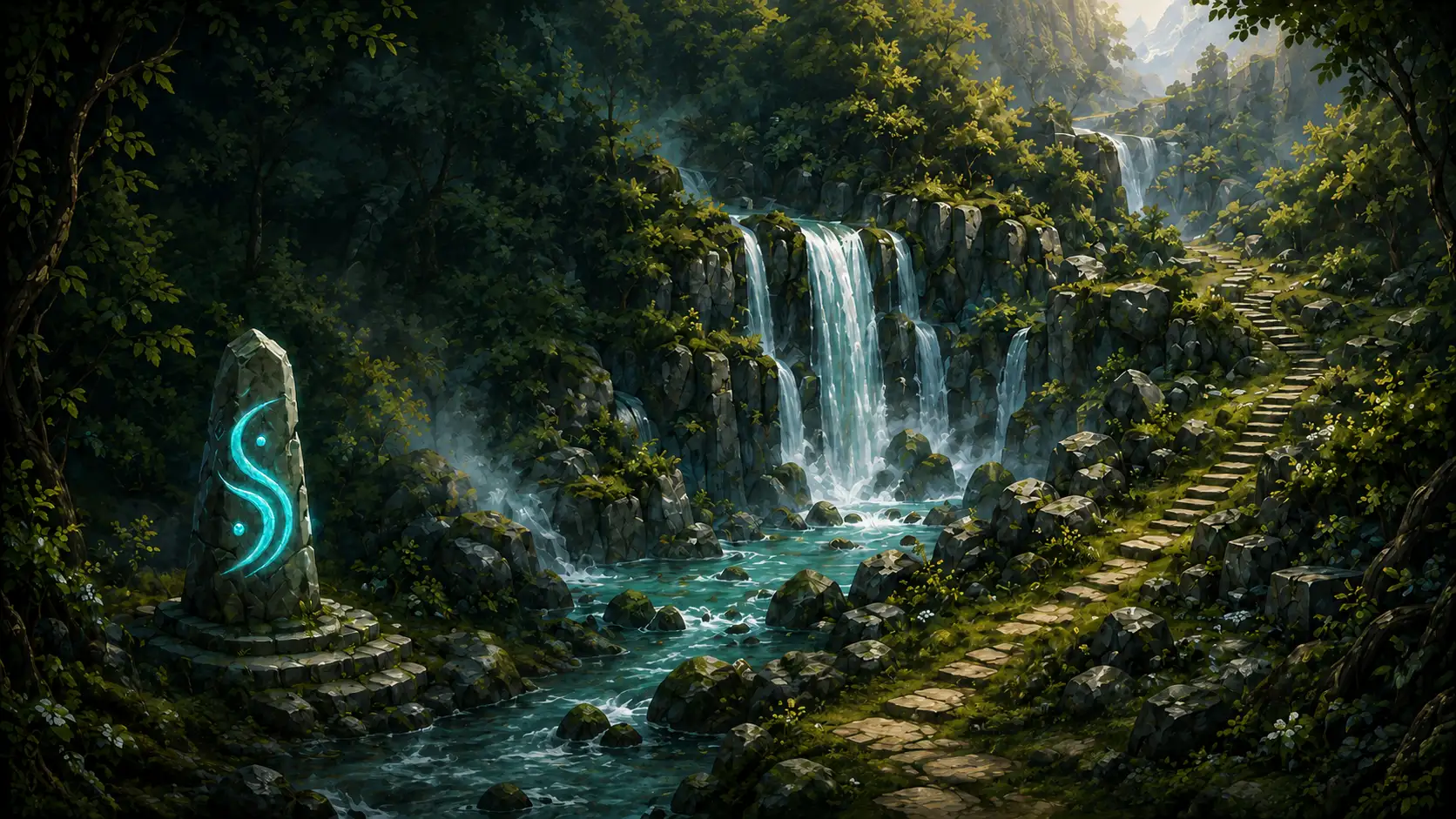 A magical waterfall valley